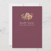 Burgundy Marsala Herfst Floral Wedding Kaart (Achterkant)
