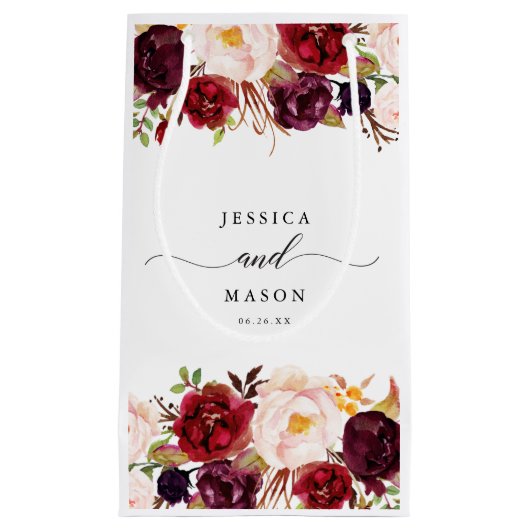 Burgundy Marsala Hotel Wedding Gift Bag Klein Cadeauzakje (Voorkant)