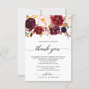 Burgundy Marsala in Lieu Favors Place Card Aankondiging