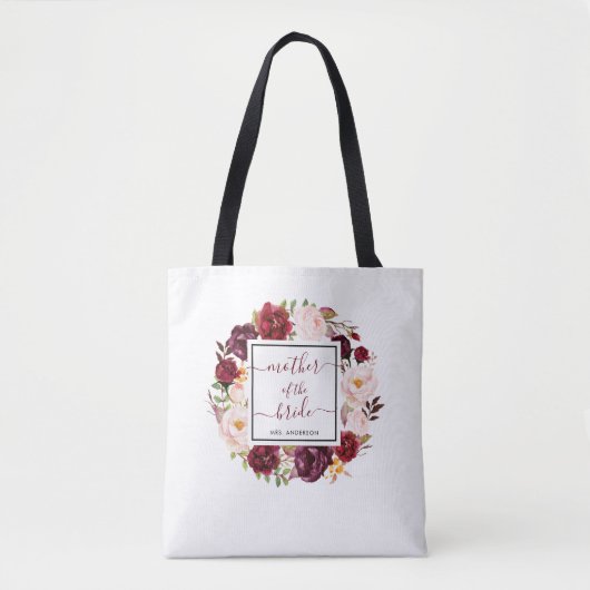 Burgundy Marsala Moeder van het bruidshuwelijk Tote Bag (Voorkant)