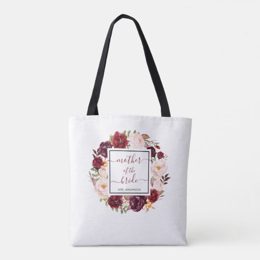 Burgundy Marsala Moeder van het bruidshuwelijk Tote Bag (Achterkant)