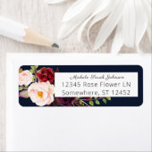 Burgundy Marsala Pink Floral Wedding Navy Adres Etiket (Insitu)
