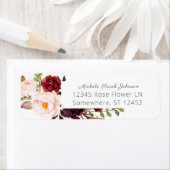 Burgundy Marsala Pink Floral Wedding White Etiket (Insitu)