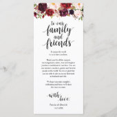 Burgundy Marsala, Plaats instelling Dank je kaart (Voorkant)