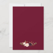 Burgundy Marsala Red Floral Boho Baby shower Kaart (Achterkant)