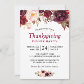 Burgundy Marsala Red Floral Thanksgiving Party Kaart (Voorkant)