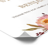 Burgundy Marsala Red Floral Welkomstbord Poster (Hoek)