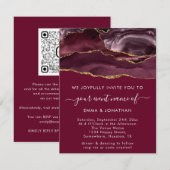 Burgundy Marsala Red Gold Border Glitter Marble (Voorkant / Achterkant)