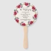 Burgundy Marsala Romantic Floral Wedding Programme Handwaaier (Voorkant)