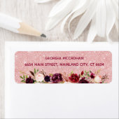 Burgundy Marsala Roos Glitter Return Label (Insitu)