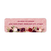 Burgundy Marsala Roos Glitter Return Label (Voorkant)