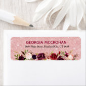 Burgundy Marsala Roze Glitter Retouradreslabel Etiket (Insitu)