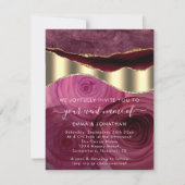 Burgundy Marsala Rozen Border QR Code Gold Glitter (Voorkant)
