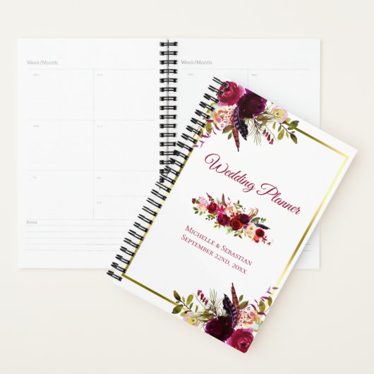 Burgundy Marsala Rustic Floral Chic Wedding Planner (Display)