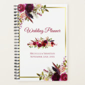 Burgundy Marsala Rustic Floral Chic Wedding Planner (Voorkant)