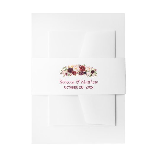 Burgundy Marsala Rustic Floral Chic Wedding Uitnodigingen Wikkel (Voorkant Voorbeeld)