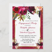 Burgundy Marsala Rustic Floral Engagement Party Kaart (Voorkant)