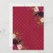 Burgundy Marsala Rustic Floral Engagement Party Kaart (Achterkant)