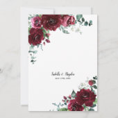 Burgundy Marsala Rustic Floral Greenery Wedding Kaart (Achterkant)