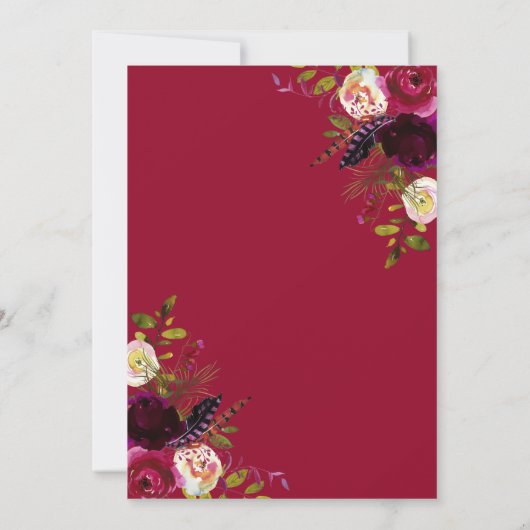 Burgundy Marsala Rustic Floral Save the Date (Achterkant)