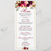 Burgundy Marsala Rustic Floral Wedding Menu (Voorkant)