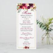 Burgundy Marsala Rustic Floral Wedding Menu (Staand voorkant)