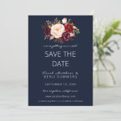 Burgundy Marsala Save the Date Change Navy Kaart (Staand voorkant)