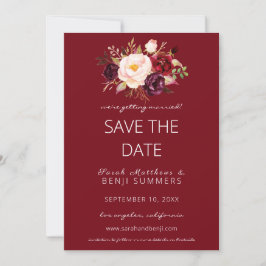 Burgundy Marsala Save the Date Change Red Kaart