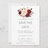 Burgundy Marsala Save the Date of Change White Kaart (Voorkant)