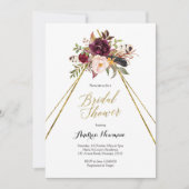 burgundy marsala teepee bridal - doucheuitnodiging kaart (Voorkant)