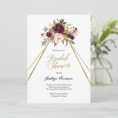 burgundy marsala teepee bridal - doucheuitnodiging kaart (Staand voorkant)