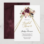burgundy marsala teepee bridal - doucheuitnodiging kaart (Voorkant / Achterkant)