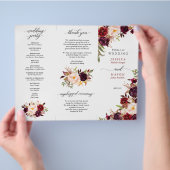Burgundy Marsala Tri-Fold Program Seating Chart Flyer (Hand)