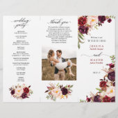 Burgundy Marsala Tri-Fold Wedding Program Foto Flyer (Voorkant)