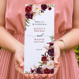 Burgundy Marsala Tri-Fold Wedding Programme Flyer