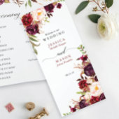 Burgundy Marsala Tri-Fold Wedding Programme Flyer