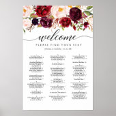 Burgundy Marsala Trouw Stoelenindeling Bord Poster (Voorkant)