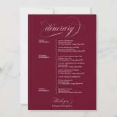 Burgundy Marsala Trouwweekend Welkom Itinerarium Kaart (Achterkant)