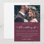 Burgundy Marsala Wedding Calligrafie en Foto Kaart (Voorkant / Achterkant)