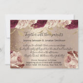 Burgundy Marsala Wedding Roos Gold Rozen Roze Kaart (Achterkant)