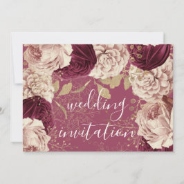 Burgundy Marsala Wedding Roos Rozen Floral Kaart