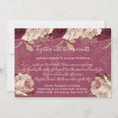 Burgundy Marsala Wedding Roos Rozen Floral Kaart (Achterkant)