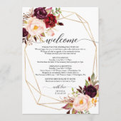 Burgundy Marsala Wedding Welcome Itinerary Letter Programmakaart (Voorkant)