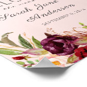 Burgundy Marsala Welkomstteken Poster Roze (Hoek)