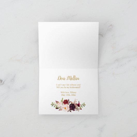 Burgundy Marsala Wil je mijn bruidsmeisje zijn kaa (Binnen)