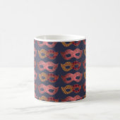 Burgundy Masquerade Masks Pattern Koffiemok (Center)