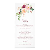 Burgundy Mauve Blush Floral Wedding Menu (Voorkant)