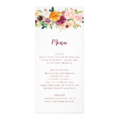 Burgundy Mauve Blush Saffron Floral Wedding Menu (Voorkant)