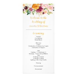 Burgundy Mauve Pink Saffron Wedding Programme Reclamekaart