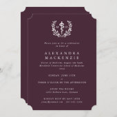 Burgundy MD Asclepius + Laurel Wreated Afstuderen Kaart (Voorkant / Achterkant)